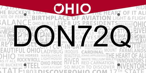DON72Q Ohio License Plate