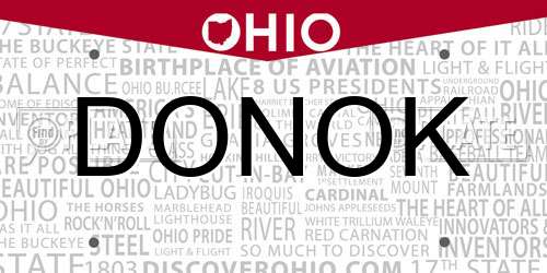 DONOK Ohio License Plate