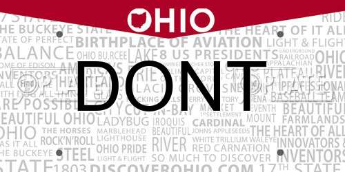 DONT Ohio License Plate