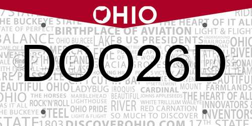 DOO26D Ohio License Plate