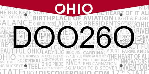 DOO26O Ohio License Plate