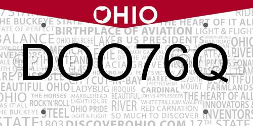 DOO76Q Ohio License Plate