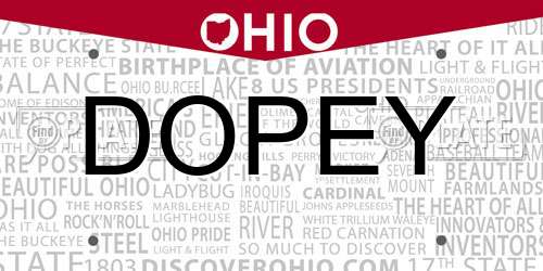 DOPEY Ohio License Plate
