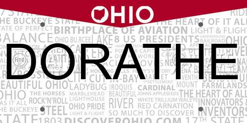 DORATHE Ohio License Plate