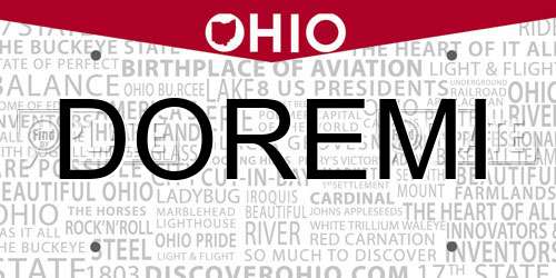 DOREMI Ohio License Plate