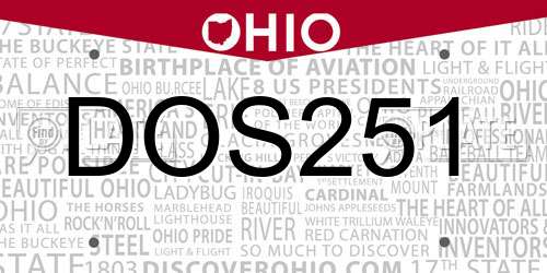 DOS251 Ohio License Plate