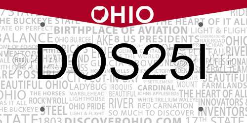 DOS25I Ohio License Plate