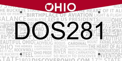 DOS281 Ohio License Plate