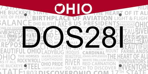 DOS28I Ohio License Plate