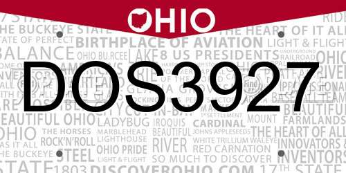 DOS3927 Ohio License Plate