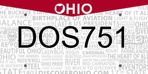 DOS751 Ohio License Plate