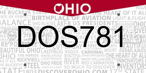 DOS781 Ohio License Plate