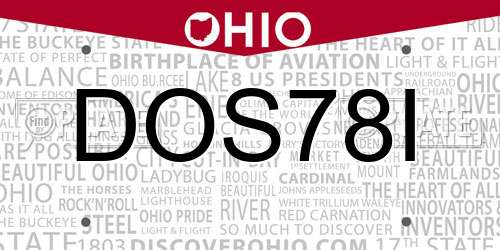 DOS78I Ohio License Plate