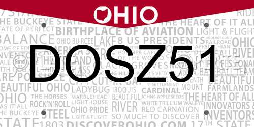 DOSZ51 Ohio License Plate