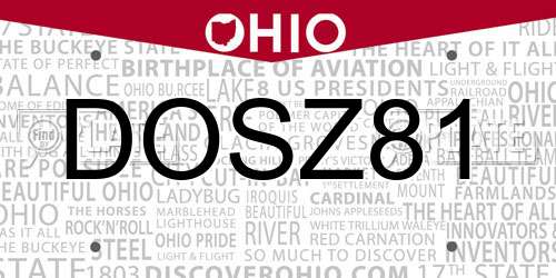 DOSZ81 Ohio License Plate