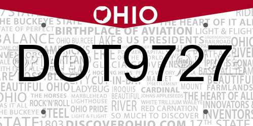 DOT9727 Ohio License Plate