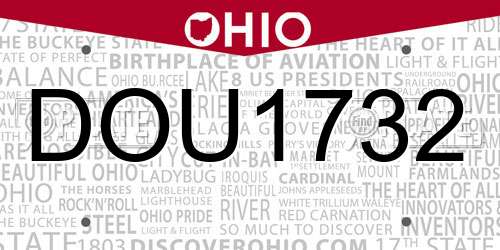 DOU1732 Ohio License Plate