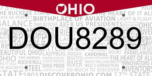 DOU8289 Ohio License Plate