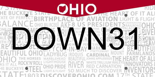 DOWN31 Ohio License Plate