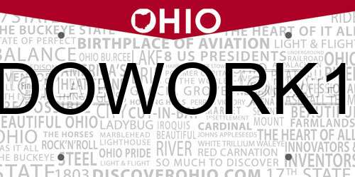 DOWORK1 Ohio License Plate