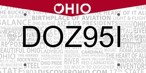 DOZ95I Ohio License Plate