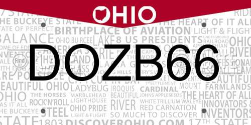 DOZB66 Ohio License Plate