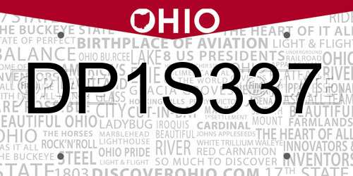 DP1S337 Ohio License Plate