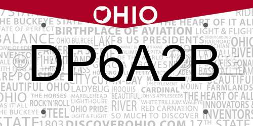 DP6A2B Ohio License Plate