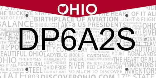 DP6A2S Ohio License Plate