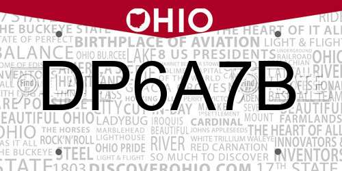 DP6A7B Ohio License Plate