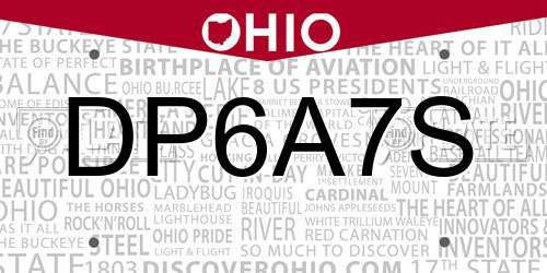DP6A7S Ohio License Plate
