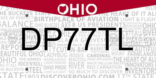 DP77TL Ohio License Plate