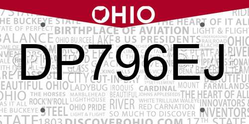 DP796EJ Ohio License Plate