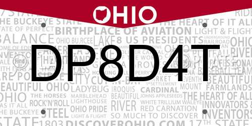 DP8D4T Ohio License Plate