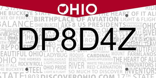 DP8D4Z Ohio License Plate