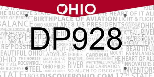 DP928 Ohio License Plate