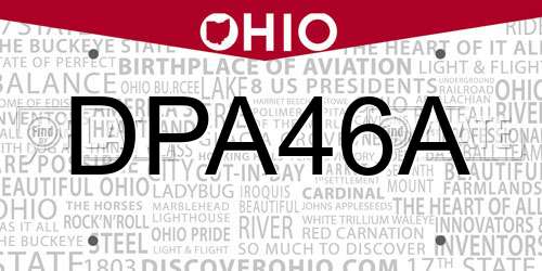 DPA46A Ohio License Plate