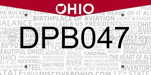 DPB047 Ohio License Plate