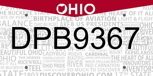 DPB9367 Ohio License Plate