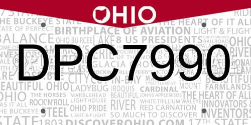 DPC7990 Ohio License Plate