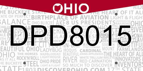 DPD8015 Ohio License Plate