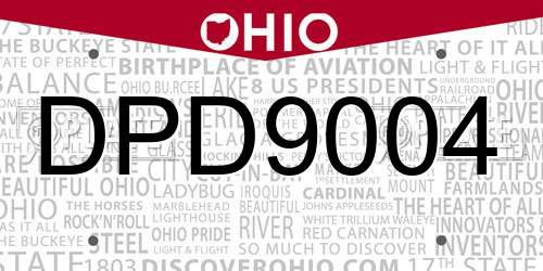 DPD9004 Ohio License Plate