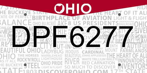 DPF6277 Ohio License Plate