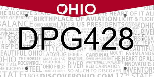 DPG428 Ohio License Plate