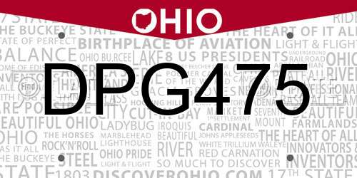 DPG475 Ohio License Plate