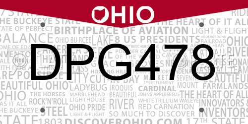 DPG478 Ohio License Plate