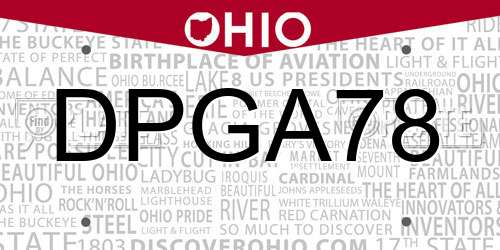 DPGA78 Ohio License Plate