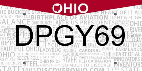 DPGY69 Ohio License Plate