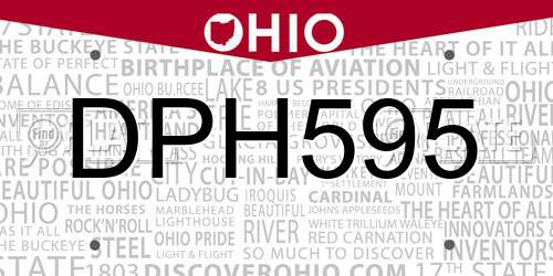DPH595 Ohio License Plate