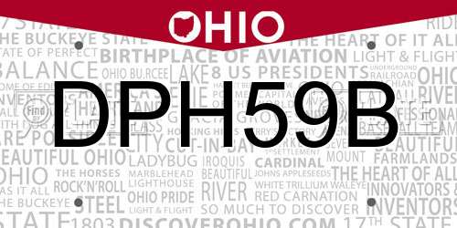 DPH59B Ohio License Plate